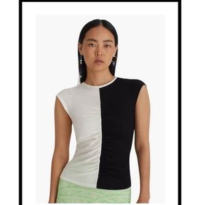 Paloma Wool shirred t shirt black/cream size L never worn